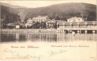 1900 Abbazia, Opatija; Slatinabad und Pension Quisana / beach, hotel (EK)
