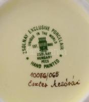 Zsolnay virág mintás váza- Kézzel festett, jelzett (Mezővári Eszter), hibátlan  m:15  cm