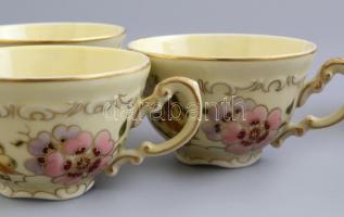 Zsolnay pillangó mintás mokkás csésze készlet 8 db csésze, aljjal. Kézzel festett, jelzett, hibátlan