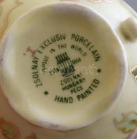 Zsolnay pillangó mintás mokkás csésze készlet 8 db csésze, aljjal. Kézzel festett, jelzett, hibátlan