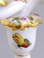 Herendi Viktória mintás három ágú gyertyatartó.  Kézzel festett, jelzett, hibátlan. m: 23 cm