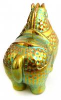 Zsolnay lovacska, eozin mázas, (tervező Nádor Judit), talpán kis máz kopás, m:14 cm, h:16 cm