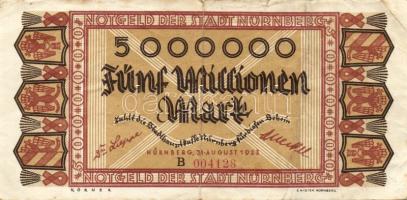 Német Birodalom/Weimari Köztársaság/Nürnberg 1923.8.31. 5000.000M "B" T:II