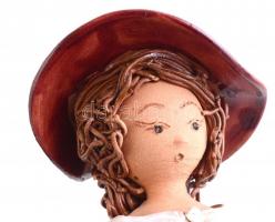 Antalfiné Szente Katalin?: Lány, korsóval. Festett kerámia, jelzett, hibátlan. m: 27 cm