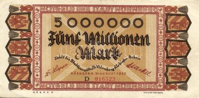 Német Birodalom/Weimari Köztársaság/Nürnberg 1923.8.31. 5000.000M "D" T:II