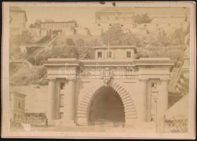 cca 1870 Budapest, Budai Váralagút bejárata, keményhátú fotó, 16×11,5 cm