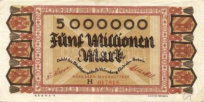 Német Birodalom/Weimari Köztársaság/Nürnberg 1923.8.31. 5000.000M "H" T:II