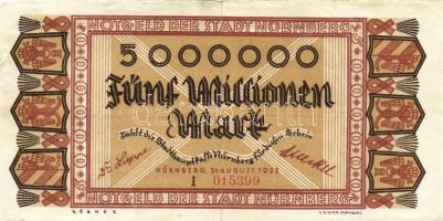 Német Birodalom/Weimari Köztársaság/Nürnberg 1923.8.31. 5000.000M "I" T:II