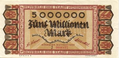Német Birodalom/Weimari Köztársaság/Nürnberg 1923.8.31. 5000.000M "J" T:II