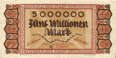 Német Birodalom/Weimari Köztársaság/Nürnberg 1923.8.31. 5000.000M "M" T:II