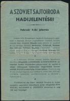 cca 1945 A Szovjet Sajtóiroda hadijelentése Landsberg, Bartenstein stb. városok elfoglalásáról, szakadásokkal