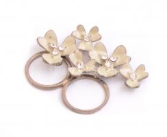 Két ujjon hordható fém virágos gyűrű, méret: 57