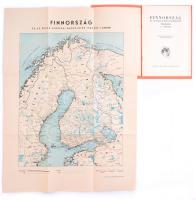 Finnország és az észak-európai hadszintér térképe. Finnország ismertetését irta Juhász Vilmos. Bp., é.n. (1939), Dante Kiadás. 16 p. + 1 térkép (hajtogatott, színes, 46x36 cm, 1:3.000.000) Kiadói papírborítóban, alján apró szakadással, hátsó felén ceruzás firkával, máskülönben jó állapotban.