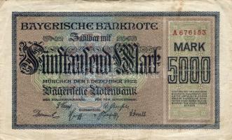 Német Birodalom/Weimari Köztársaság/München 1922.12.1. 5000M T:III