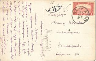 1921 Nagyatád, Kaposvári Ipart. Egylet nap alkalmából fölvonulás az ünnepélyre, feldíszített lovasko...