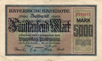 Német Birodalom/Weimari Köztársaság/München 1922.12.1. 5000M T:III