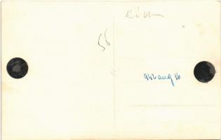 1942 Budapest III. Rómaifürdő, Római fürdő, Dunapart, csónakház. photo (ragasztónyom / gluemark)