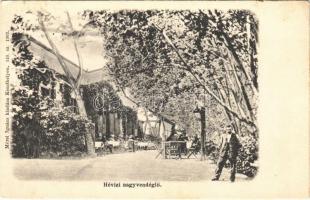 1934 Hévíz, nagyvendéglő kertje. Mérei Ignác 140. 1902. (EK)