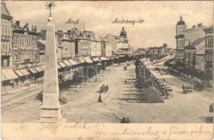 1912 Arad, Andrássy tér, emlékmű / square, monument (fl)