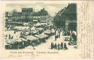 1900 Brassó, Kronstadt, Brasov; Piac tér. Julius Müller / Marktplatz / market (Rb)
