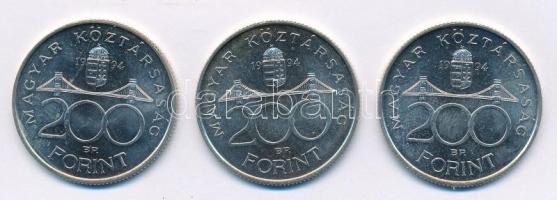 1994. 200Ft Ag "Deák" (3x) T:1,1- Adamo F13.1