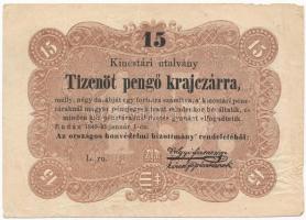 1849. 15kr Kossuth bankó T:III Adamo G102