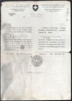 1944 Bp., Svájci Követség által kiállított menlevél magyar  zsidó és felesége személy számára 2 db m...