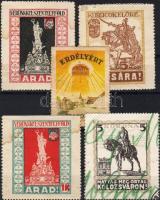 5 db irredenta levélzáró, vegyes minőség