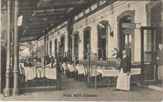 Piski, Simeria; MÁV vasúti étterem, pincérek. Adler fényirda 1910. / railway restaurant, waiters (EK)