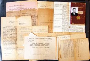 1900-1970 Érdekes hagyaték okmány tétel: kitelepítés, börtön, emberi sorsok 25 db hivatalos irat, igazolvány, folyamodvány