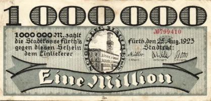 Német Birodalom/Weimari Köztársaság/Fürth 1923.8.25. 1000.000M T:II/III+