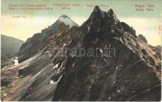 Tátra, Vysoké Tatry; Kilátás a Kis-Viszoka csúcsról. Franz Pietschmann No. 2796. / mountain