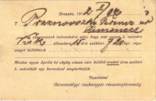 1912 Oroszka, Oroska, Pohronsky Ruskov; Garamvölgyi cukorgyár rt. reklámlapja / advertising postcard of the sugar factory (EK)
