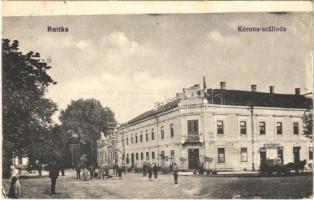 1919 Ruttka, Vrútky; Korona szálloda, Varjassy László üzlete / hotel, shops + Nádrazní velitelství (EK)