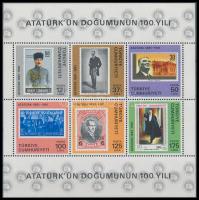Atatürk 100. születésnapja kisív, 100th Birthday of Ataturk mini sheet