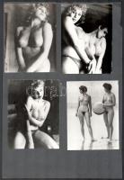 8 db aktfotó és egy pjn up képeslap kartonlapra ragasztva, 9,5×7 és 15×10 cm közötti méretekben