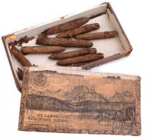 cca 1910 Graciosas szivarok, fa dobozban, a dobozon a Tátra Csorba tó látképe Sérült 24x12 cm