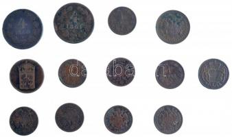 Ausztria 1765-1885. 13db-os érmetétel T:2-,3 Austria 1765-1885. 13pcs coin lot C:VF,F