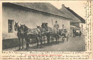 1908 Algyógy, Geoagiu; Gazdasági négyesfogat. Adler fényirda / horse-drawn carriage (EK)