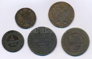 1800E 1kr Cu "I. Ferenc" + 1800S 3kr Cu "I. Ferenc" + 1812B 1kr Cu "I. Fere...