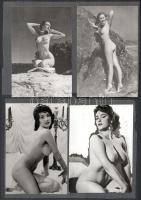 19 db aktfotó kartonlapra ragasztva, 9,5×7 és 15×10 cm közötti méretekben