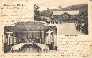 1905 Vízakna, Salzburg, Ocna Sibiului; Schuller-Garten / Schuller kert vendéglő, étterem, belső pincérekkel. Takáts Jenő kiadása / restaurant, interior with waiters (EB)