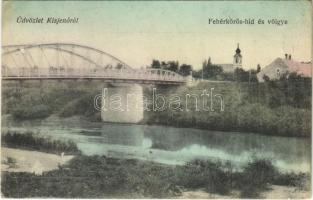 1917 Kisjenő, Chisineu-Cris; Fehér-Körös híd és völgye. Kaufmann Manó és Társa kiadása / bridge, valley (Rb)