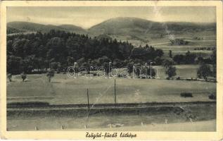 1944 Zsögödfürdő, Jigodin Bai; látkép, vasúti pálya. Foto Seiwarth / general view, railway track (fa)