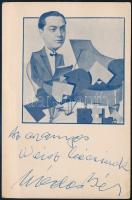 Nádas Béla (1908-1978) zeneszerző, zongoraművész aláírása az őt ábrázoló képen