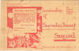 Szeredai József szegedi paprika és termény export telep reklámlapja. Mikulás szelvény / Hungarian pepper export advertising card s: Fábián