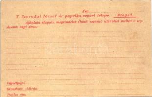 Szeredai József szegedi paprika és termény export telep reklámlapja. Mikulás szelvény / Hungarian pe...