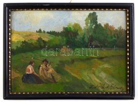 Zórád Géza (1896-1959): 2 db festmény.  Olaj, karton, jelzett, egyiken sérülésekkel. Keretben 17x23 ...