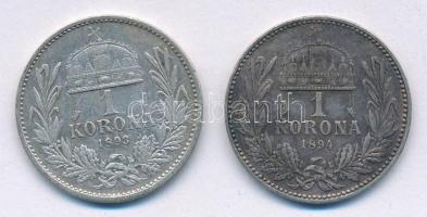 1893KB-1894KB 1K Ag "Ferenc József" (2xklf) T:2- Adamo K5