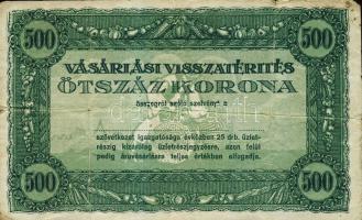 1920-as évek eleje 500K vásárlási visszatérítés T:III